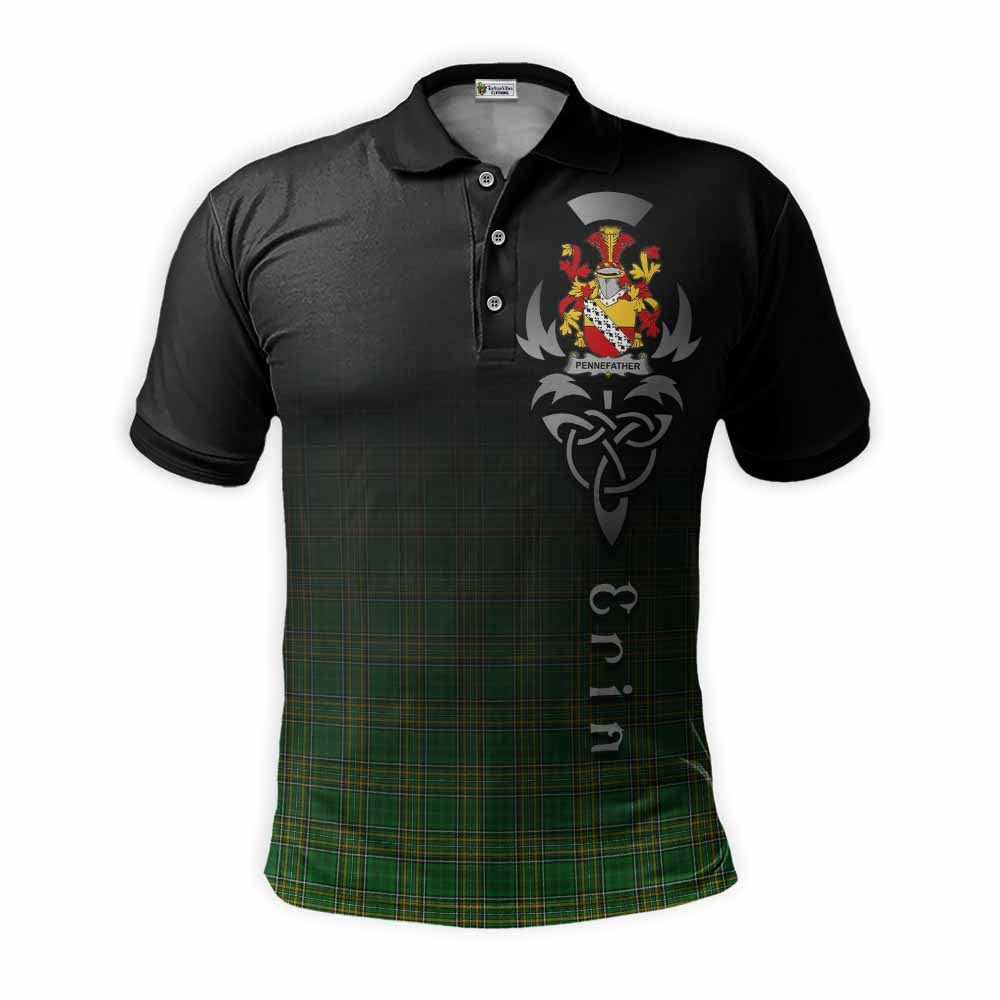 Tartan Vibes Clothing Pennefather Irish Clan Polo Shirt with Coat of Arms Erin Go Bragh Celtic Inspired
