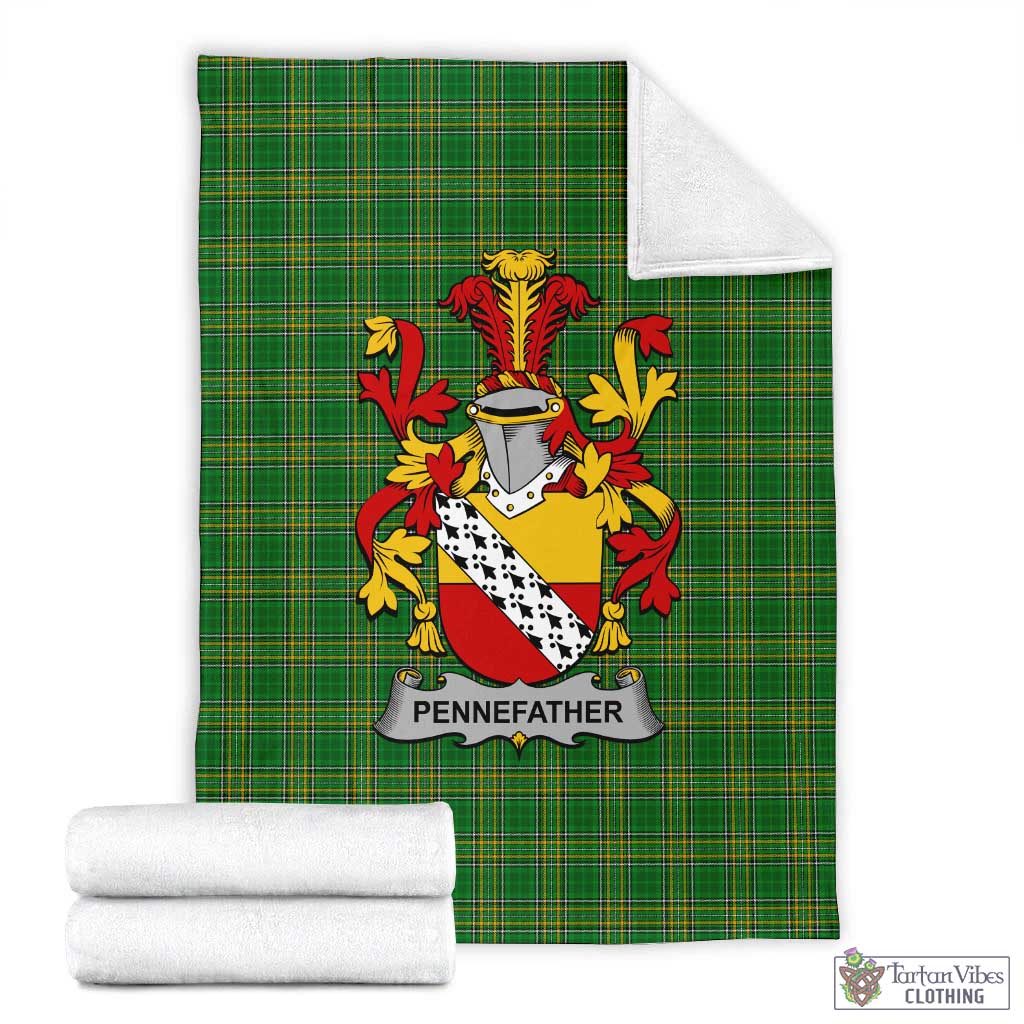 Pennefather Irish Clan Tartan Blanket with Coat of Arms X-Large 59 x 79 inches 150 x 200 cm - Tartan Vibes Clothing