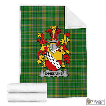 Pennefather Irish Clan Tartan Blanket with Coat of Arms X-Large 59 x 79 inches 150 x 200 cm - Tartan Vibes Clothing