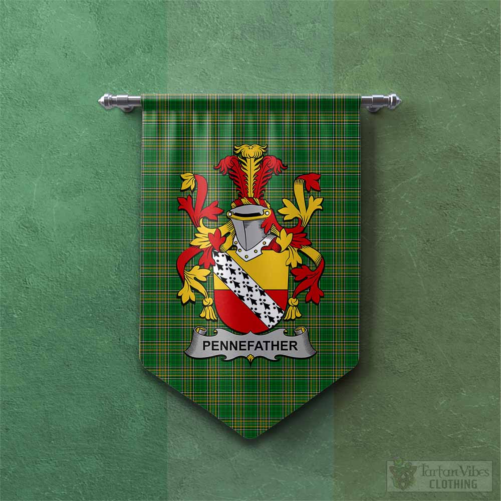 Tartan Vibes Clothing Pennefather Irish Clan Tartan Gonfalon, Tartan Banner with Coat of Arms