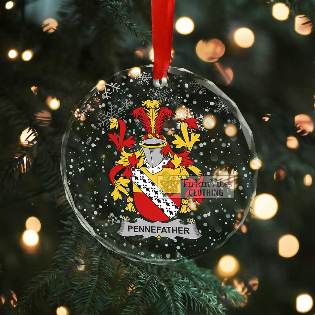 Pennefather Irish Clan Christmas Glass Ornament with Coat of Arms - 2D-tartanvibesclothing