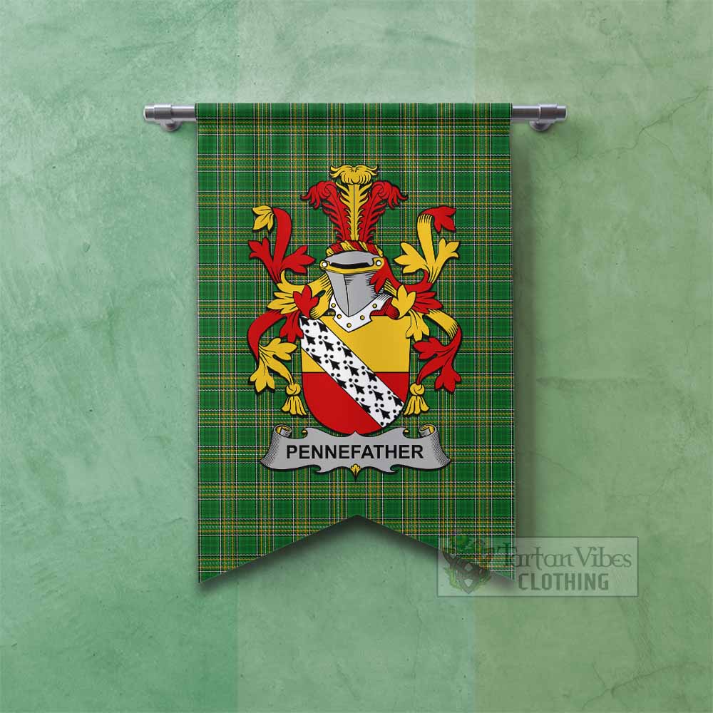 Tartan Vibes Clothing Pennefather Irish Clan Tartan Gonfalon, Tartan Banner with Coat of Arms