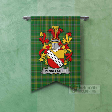 Pennefather Irish Clan Tartan Gonfalon, Tartan Banner with Coat of Arms
