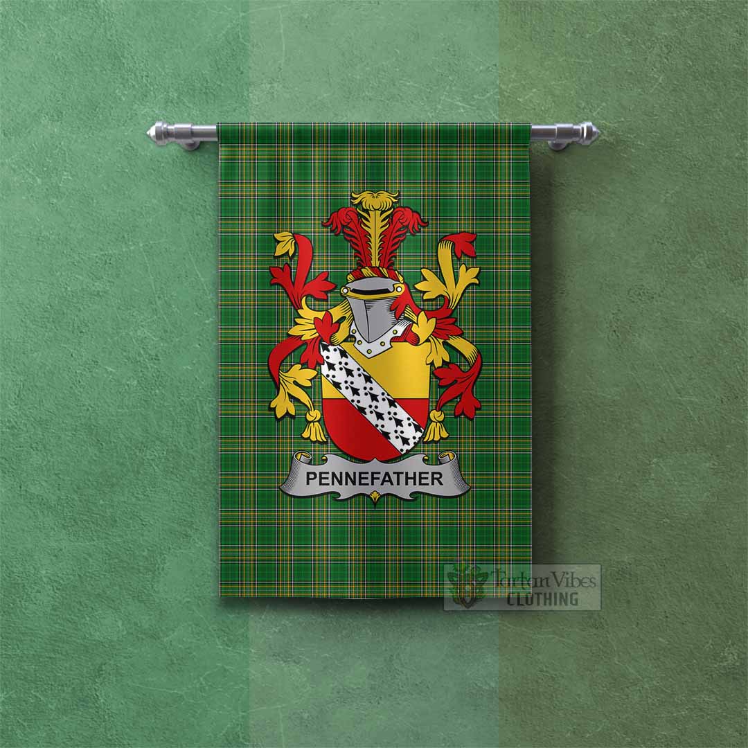 Tartan Vibes Clothing Pennefather Irish Clan Tartan Gonfalon, Tartan Banner with Coat of Arms