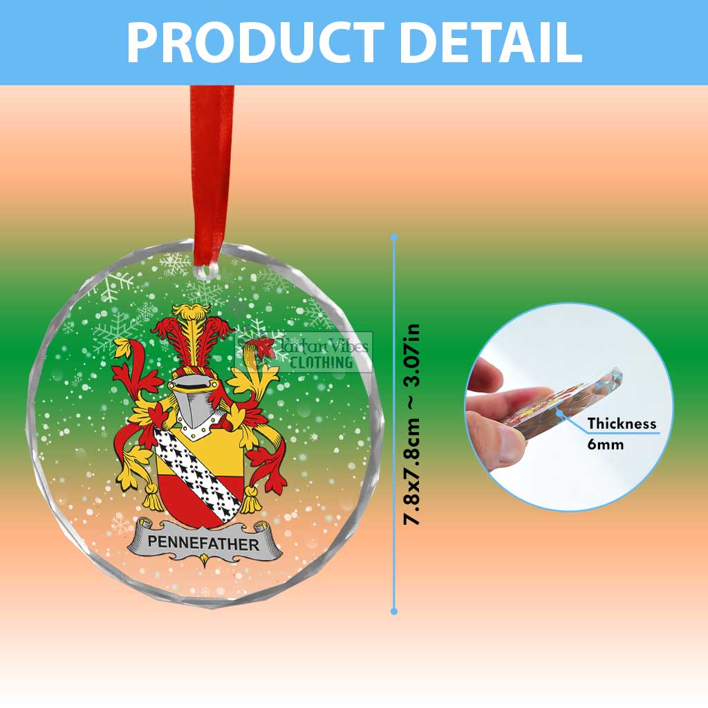 Pennefather Irish Clan Christmas Glass Ornament with Coat of Arms - 2D-tartanvibesclothing