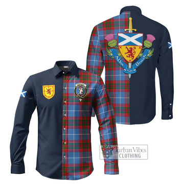 Pennycook Tartan Long Sleeve Button Shirt Alba with Scottish Lion Royal Arm Half Style Men's Shirt S - Tartan Vibes Clothing