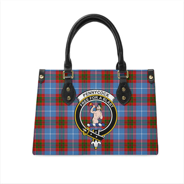 Pennycook Tartan Leather Bag with Family Crest