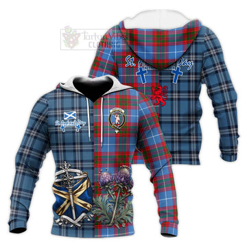 Pennycook Tartan Knitted Hoodie Happy St. Andrew's Day Half Tartan Style Unisex Knitted Pullover Hoodie - Tartan Vibes Clothing