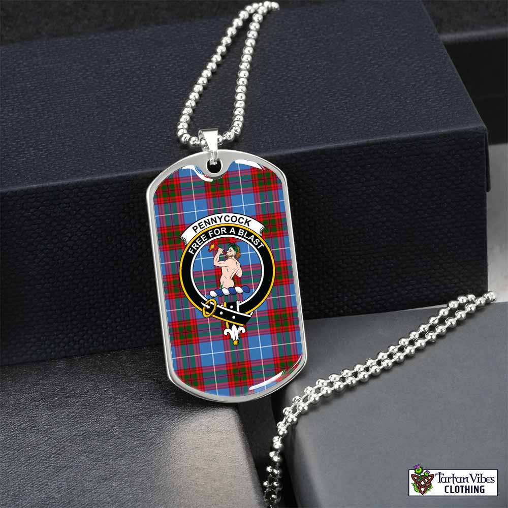 Pennycook Tartan Dog Tag Necklace with Family Crest Silver No - Tartan Vibes Clothing