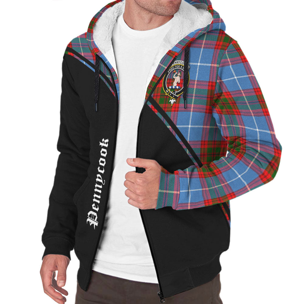 Pennycook Tartan Sherpa Hoodie with Family Crest Curve Style Unisex - Tartan Vibes Clothing