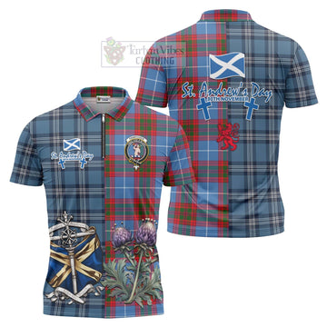 Pennycook Tartan Zipper Polo Shirt Happy St. Andrew's Day Half Tartan Style Unisex - Tartan Vibes Clothing