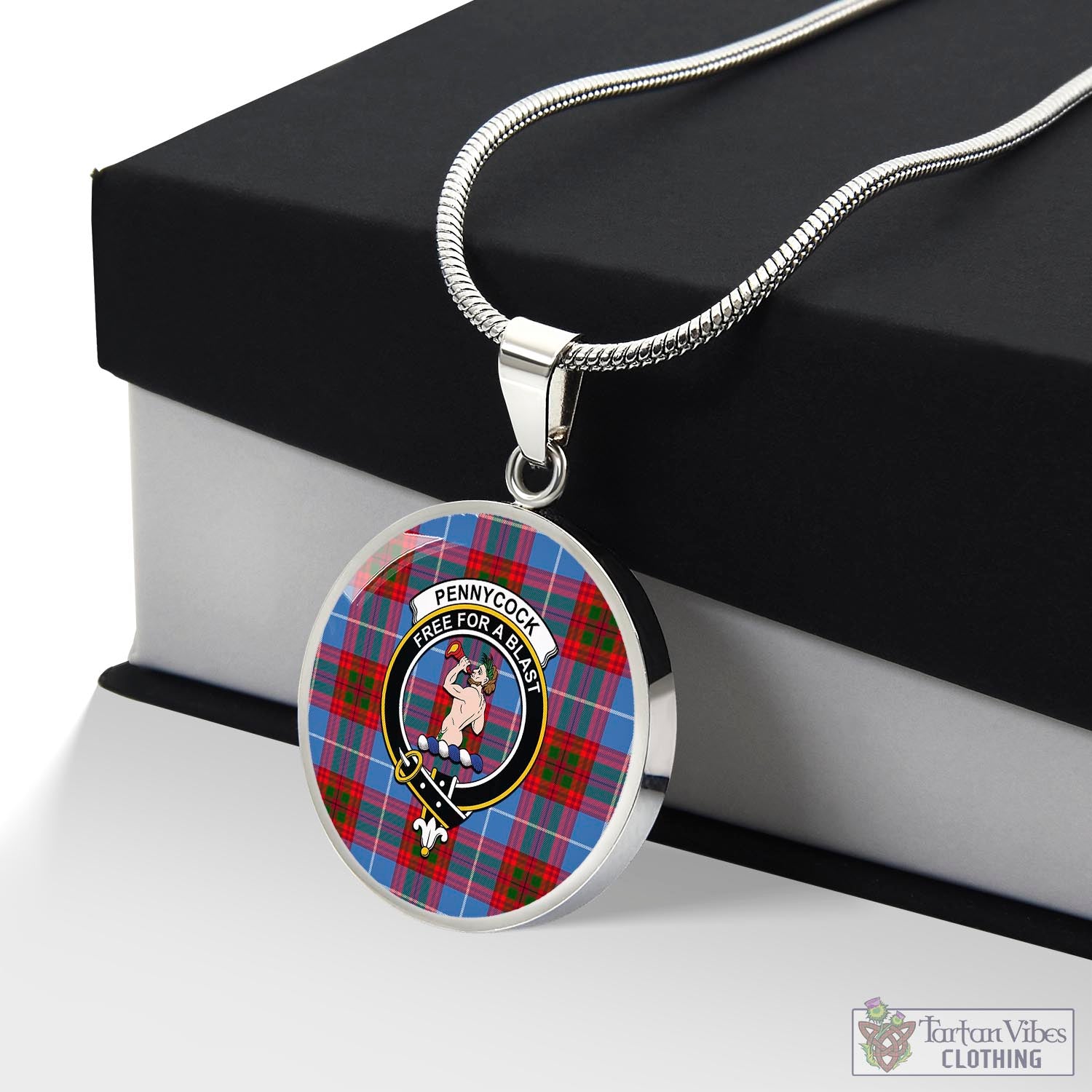 Pennycook Tartan Circle Necklace with Family Crest Luxury Necklace (Silver) No - Tartan Vibes Clothing