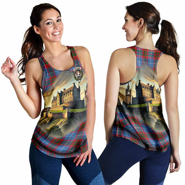 Pennycook Tartan Family Crest Women's Racerback Tanks with Scottish Ancient Castle Style 4XL - Tartan Vibes Clothing