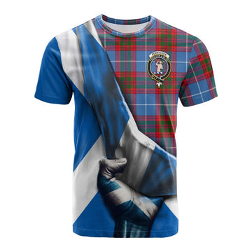 Tartan Vibes Clothing Pennycook Tartan Cotton T-shirt with Family Crest Scotland Patriotic Style