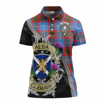 Pennycook Tartan Family Crest Women's Polo Shirt Lion Rampant Royal Thistle Shield Celtic Inspired Women - Tartan Vibes Clothing