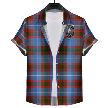 Pennycook Tartan Short Sleeve Button Down Shirt with Family Crest