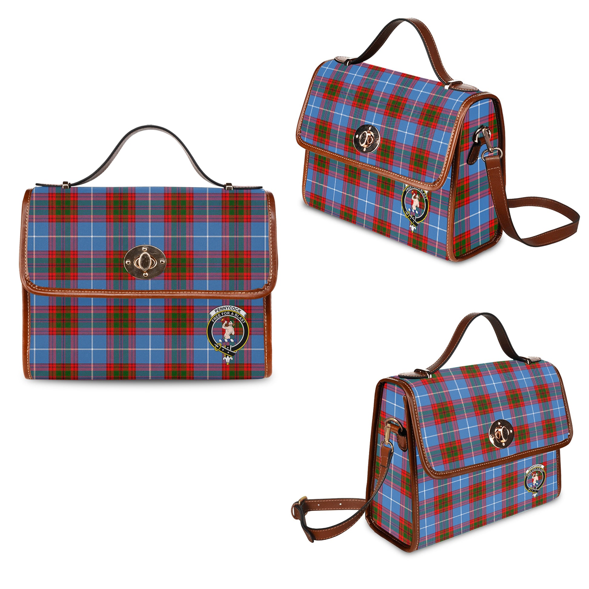 pennycook-tartan-leather-strap-waterproof-canvas-bag-with-family-crest