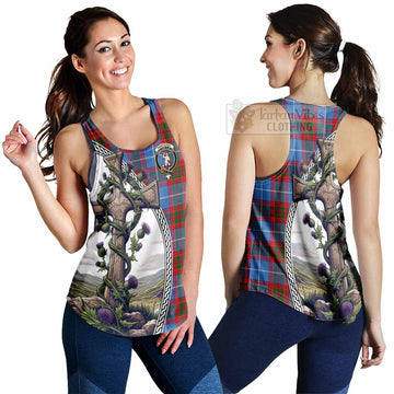 Pennycook Tartan Women's Racerback Tanks with Family Crest and St. Andrew's Cross Accented by Thistle Vines 4XL - Tartan Vibes Clothing