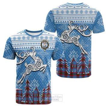 Tartan Vibes Clothing Pennycook Clan Christmas Cotton T-shirt Celtic Reindeer Style