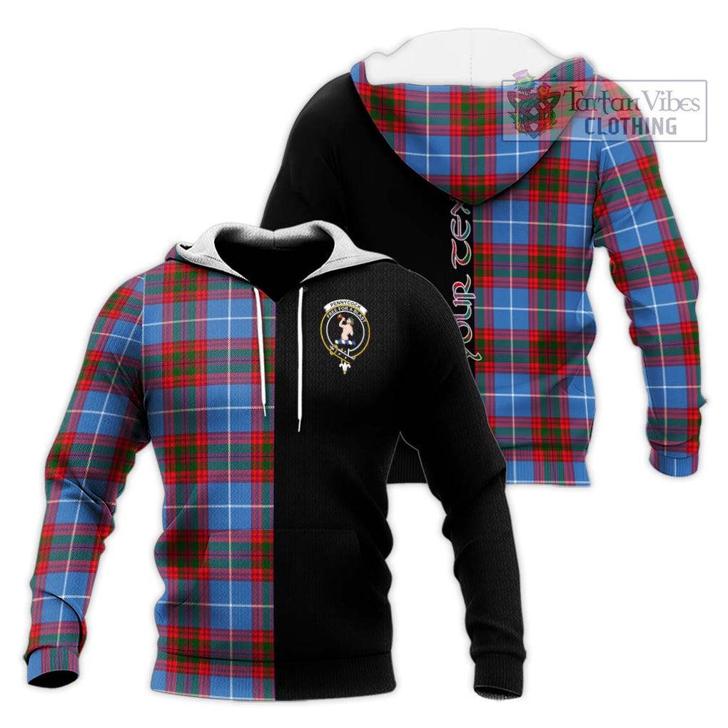 Pennycook Tartan Knitted Hoodie with Family Crest and Half Of Me Style Unisex Knitted Pullover Hoodie - Tartanvibesclothing Shop