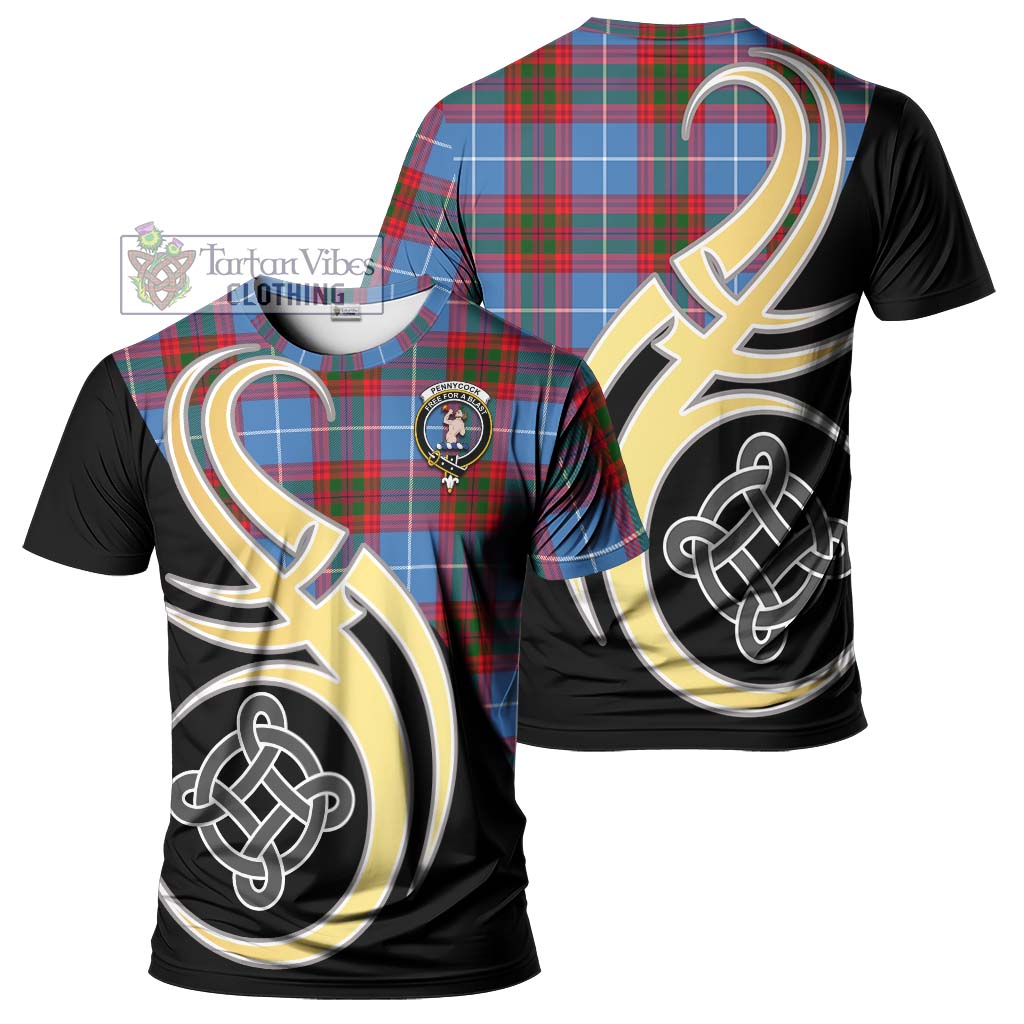 Tartan Vibes Clothing Pennycook Tartan T-Shirt with Family Crest and Celtic Symbol Style
