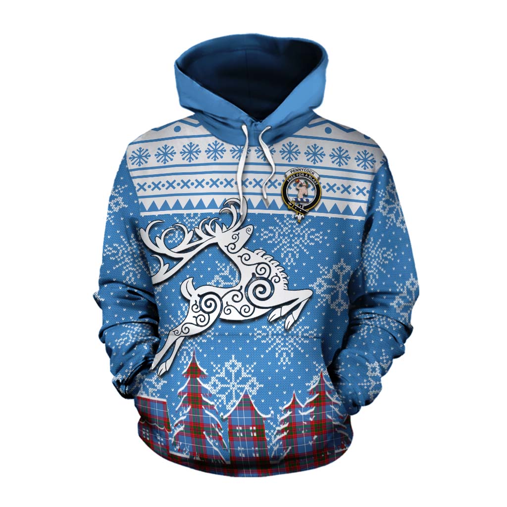 Pennycook Clan Christmas Cotton Hoodie Celtic Reindeer Style Pullover Hoodie XS - Tartan Vibes Clothing