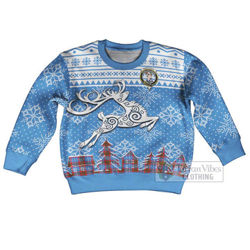 Pennycook Clan Christmas Kid Ugly Sweater with Tartan and Celtic Reindeer Style Kid - Tartan Vibes Clothing