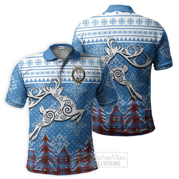 Tartan Vibes Clothing Pennycook Clan Christmas Polo Shirt Celtic Reindeer Style