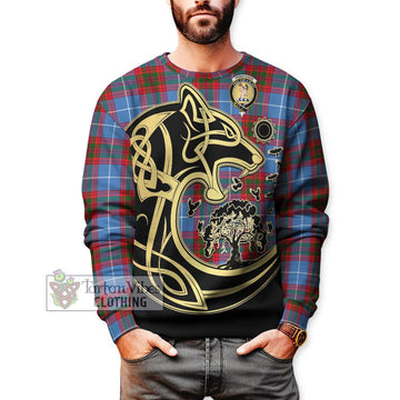 Pennycook Tartan Sweatshirt with Family Crest Celtic Wolf Style Unisex - Tartan Vibes Clothing