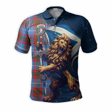 Pennycook Tartan Family Crest Men's Polo Shirt with Scottish Majestic Lion Kid - Tartan Vibes Clothing