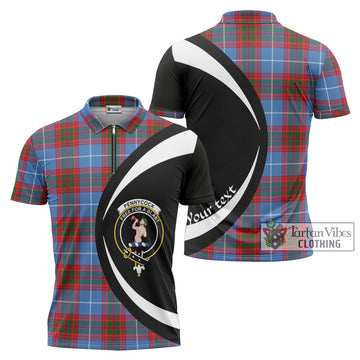 Pennycook Tartan Zipper Polo Shirt with Family Crest Circle Style Unisex - Tartan Vibes Clothing