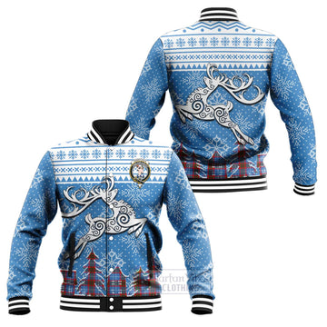 Pennycook Clan Christmas Baseball Jacket Celtic Reindeer Style Unisex - Tartan Vibes Clothing