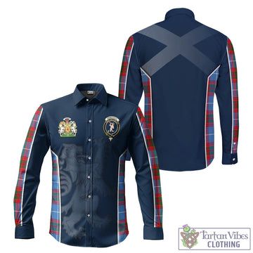 Pennycook Tartan Long Sleeve Button Up Shirt with Family Crest and Lion Rampant Vibes Sport Style Men's Shirt - Tartan Vibes Clothing