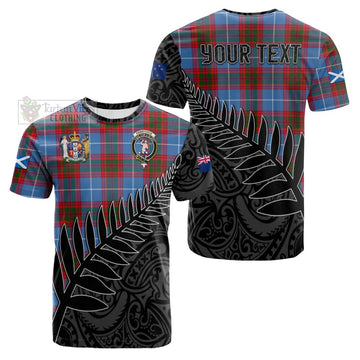 Tartan Vibes Clothing Pennycook Crest Tartan Cotton T-shirt with New Zealand Silver Fern Half Style