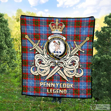 Pennycook Tartan Quilt with Clan Crest and the Golden Sword of Courageous Legacy Super King Quilt 91" x 110" - Tartan Vibes Clothing
