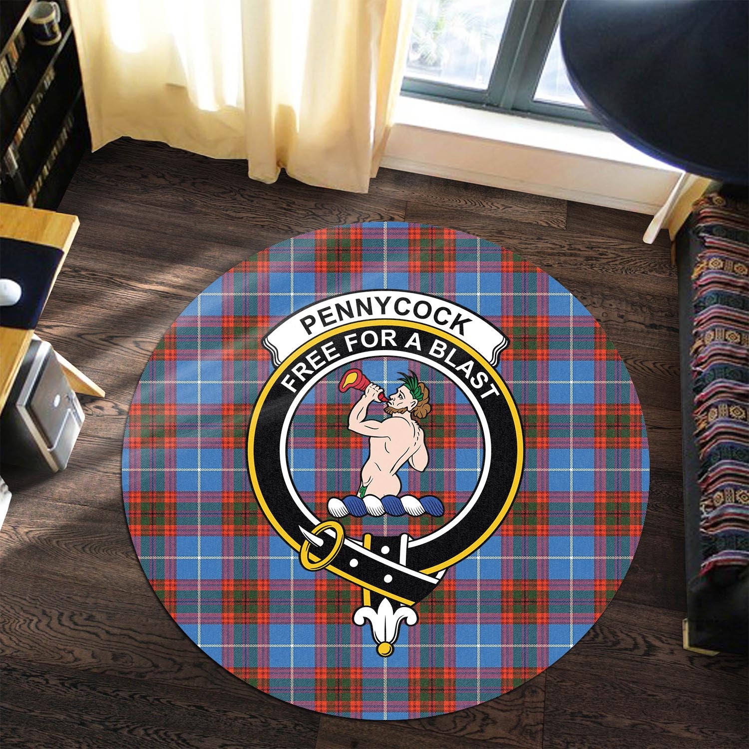 Pennycook Tartan Round Rug with Family Crest Premium Round Rug - Tartan Vibes Clothing