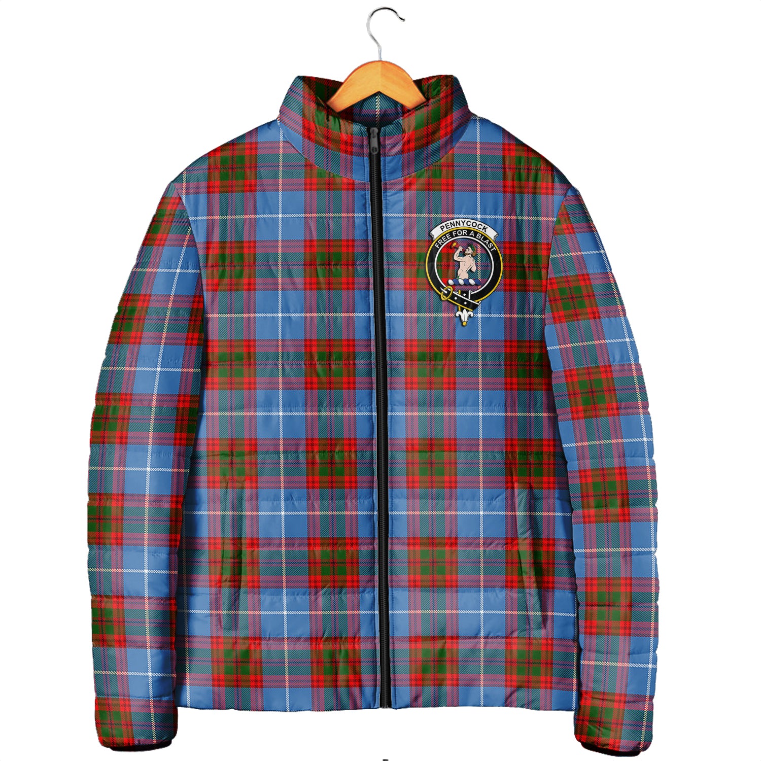 Pennycook Tartan Padded Jacket with Family Crest Men's Padded Jacket - Tartan Vibes Clothing