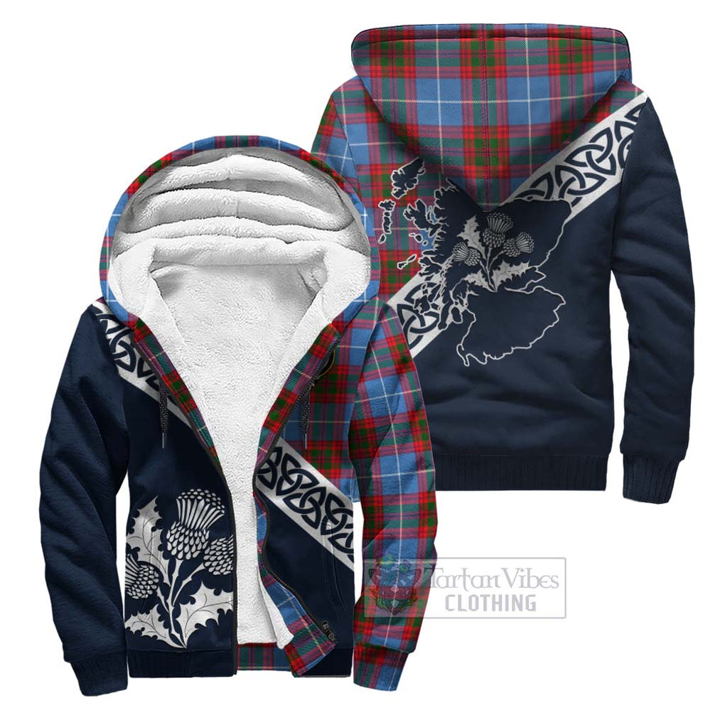 Tartan Vibes Clothing Pennycook Tartan Sherpa Hoodie Featuring Thistle and Scotland Map
