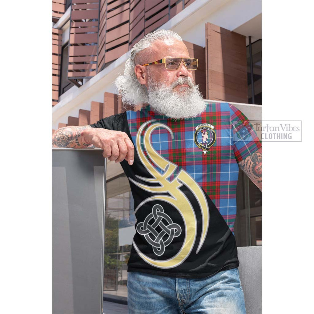 Tartan Vibes Clothing Pennycook Tartan Cotton T-shirt with Family Crest and Celtic Symbol Style