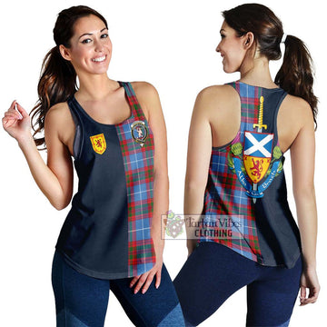 Pennycook Tartan Women's Racerback Tanks Alba with Scottish Lion Royal Arm Half Style 4XL - Tartan Vibes Clothing