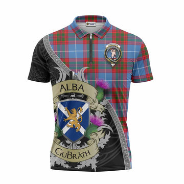 Pennycook Tartan Family Crest Zipper Polo Shirt Lion Rampant Royal Thistle Shield Celtic Inspired Unisex - Tartan Vibes Clothing