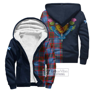 Pennycook Tartan Sherpa Hoodie Alba with Scottish Lion Royal Arm Half Style