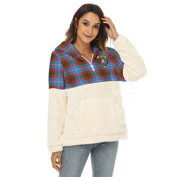 Pennycook Tartan Half Style Women's Borg Fleece Hoodie with Half Zip with Family Crest Female - Tartan Vibes Clothing