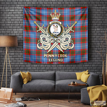 Pennycook Tartan Tapestry with Clan Crest and the Golden Sword of Courageous Legacy Tapestry - Tartan Vibes Clothing