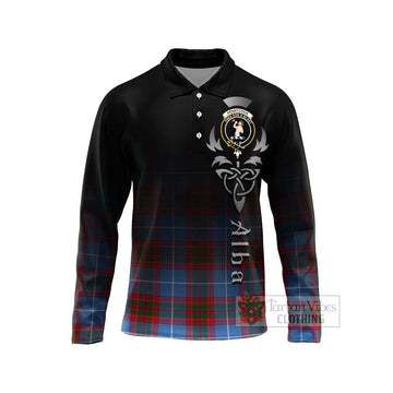 Pennycook Tartan Long Sleeve Polo Shirt Featuring Alba Gu Brath Family Crest Celtic Inspired Unisex - Tartan Vibes Clothing