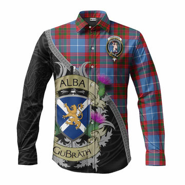 Pennycook Tartan Family Crest Long Sleeve Button Shirt Lion Rampant Royal Thistle Shield Celtic Inspired Men's Shirt S - Tartan Vibes Clothing