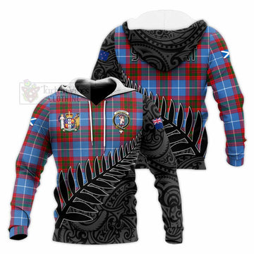 Pennycook Crest Tartan Knitted Hoodie with New Zealand Silver Fern Half Style Unisex Knitted Pullover Hoodie - Tartan Vibes Clothing