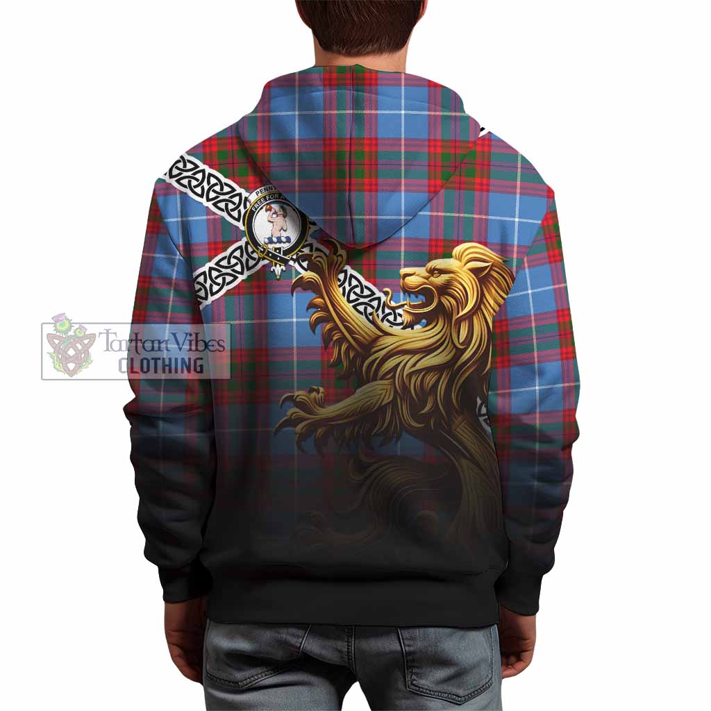 Pennycook Crest Tartan Hoodie with Golden Lion Emblem Celtic Style - Tartan Vibes Clothing