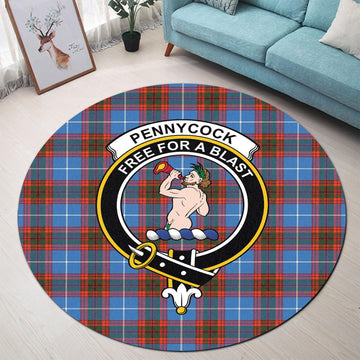 Pennycook Tartan Round Rug with Family Crest - Tartan Vibes Clothing