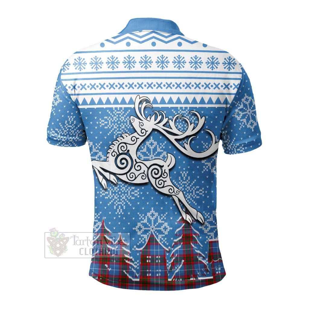Pennycook Clan Christmas Polo Shirt Celtic Reindeer Style - Tartan Vibes Clothing